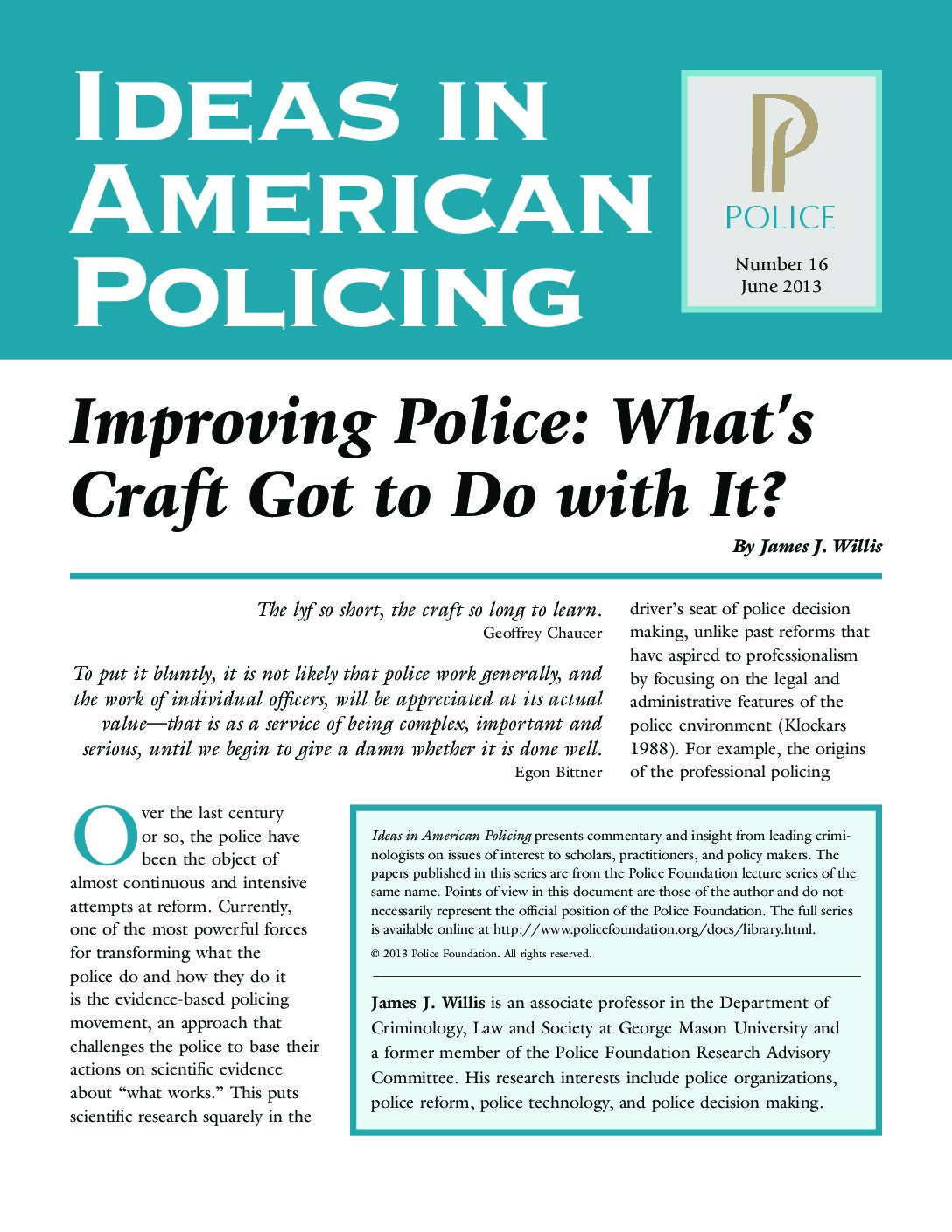 IAP - Improving Policing-Whats craft got to do with it?