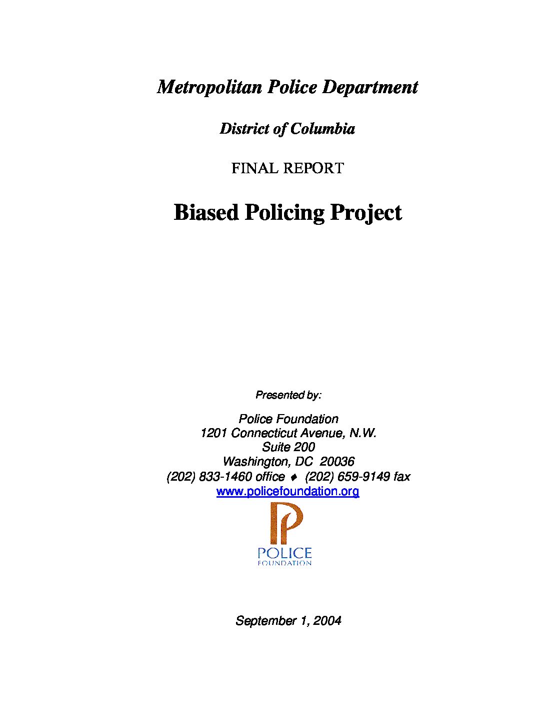 Biased Policing Report