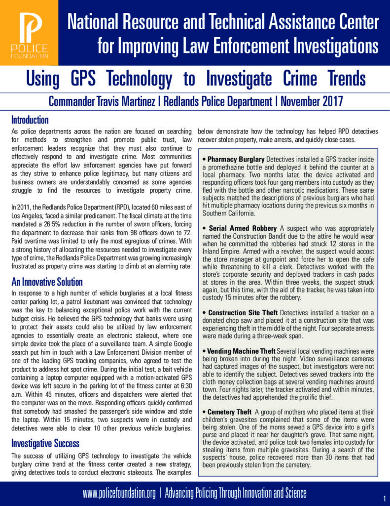 GPS Technology in Investigations Brief