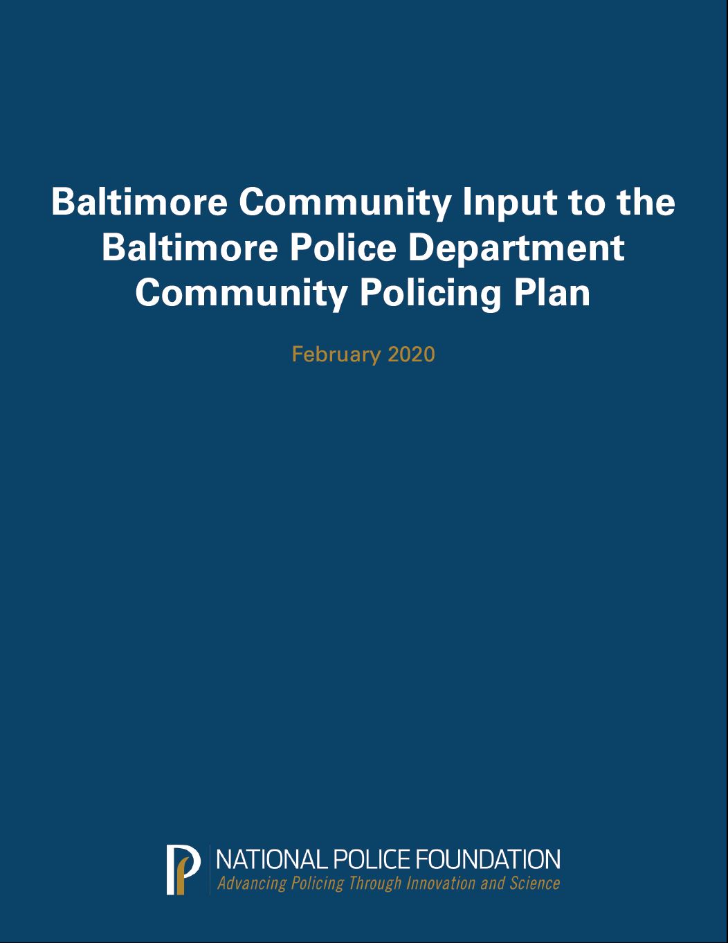 Baltimore Community Input Report cover