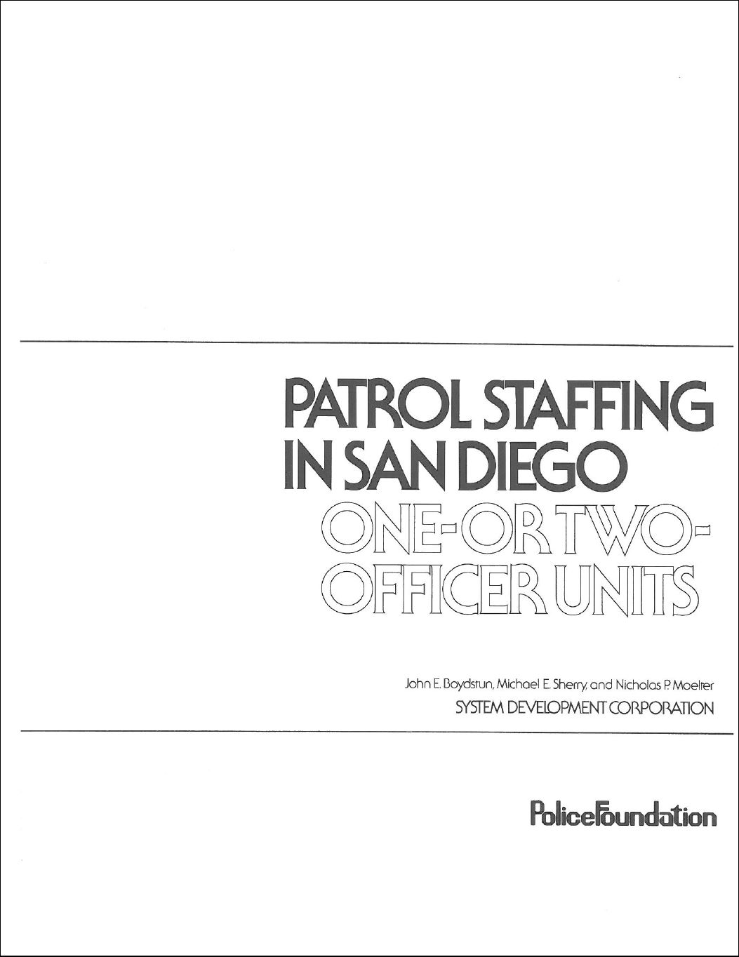 Patrol staffing in San Diego-One or two officer units_report cover