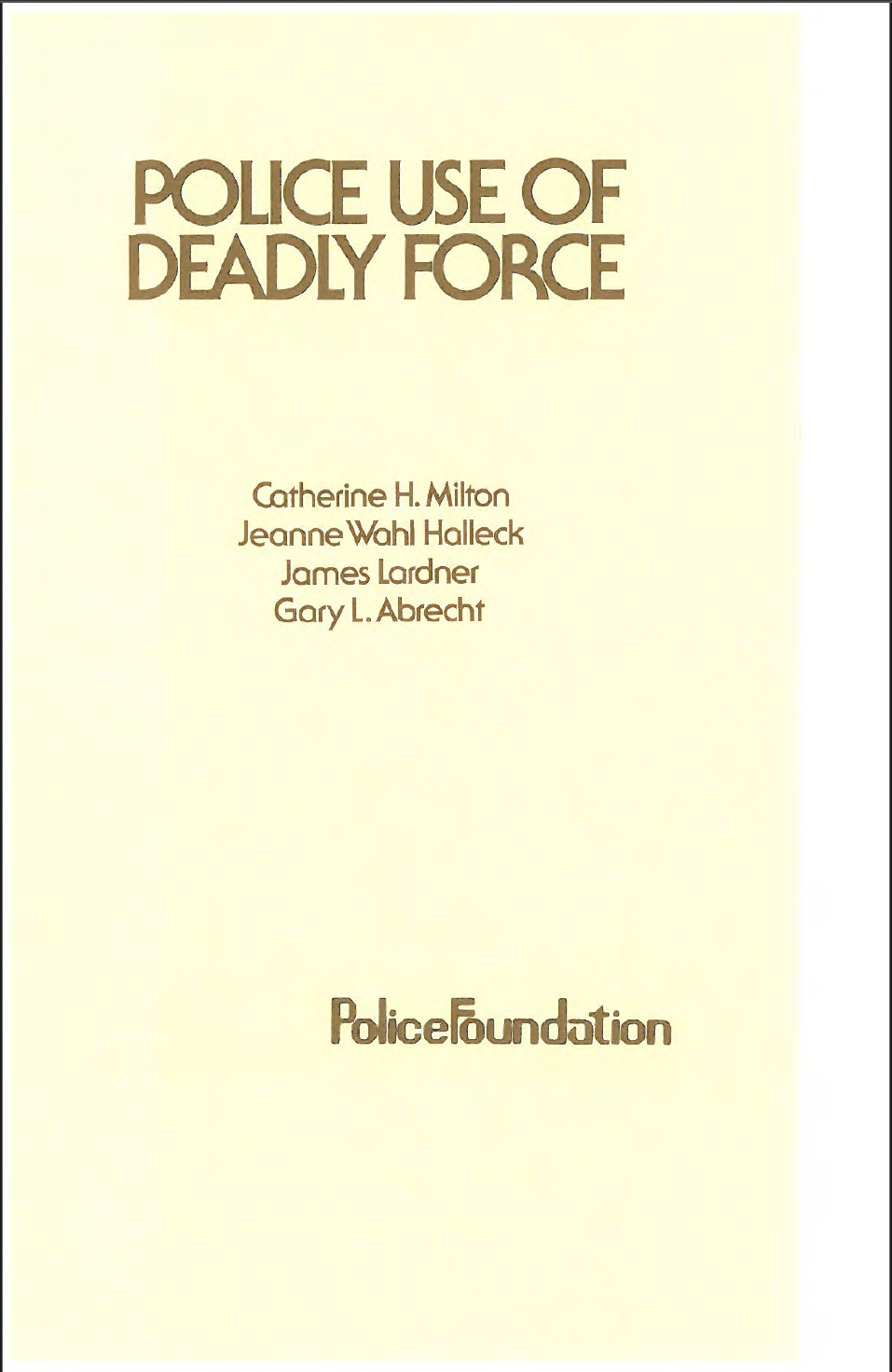 Police use of deadly force-cover